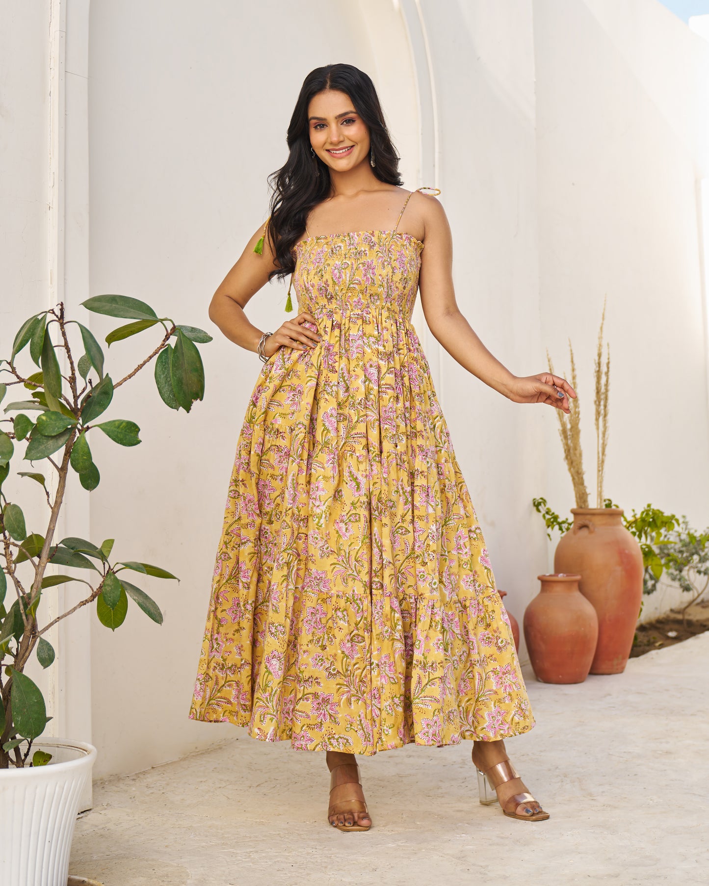 Dreamy Handblock Tiered Dress