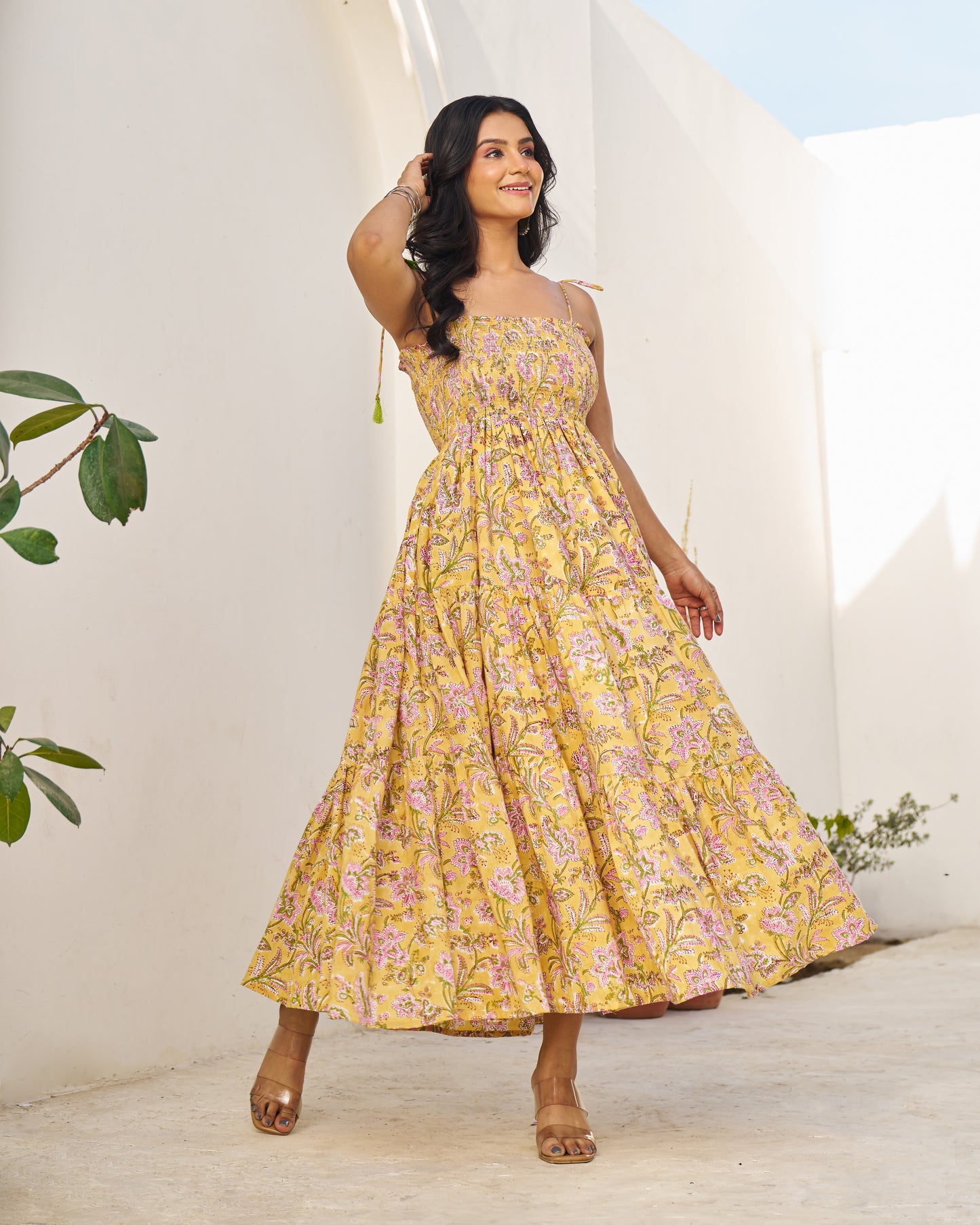 Dreamy Handblock Tiered Dress