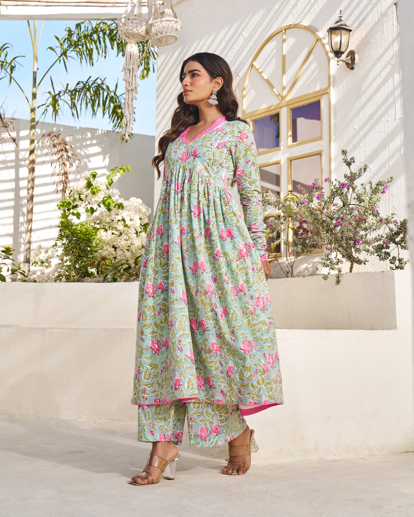 Casual Bloom Handblock Kurta Set