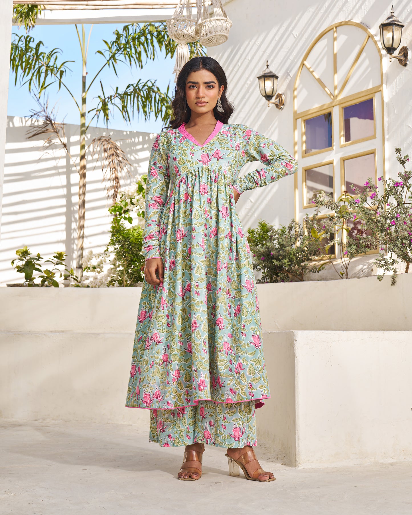 Casual Bloom Handblock Kurta Set