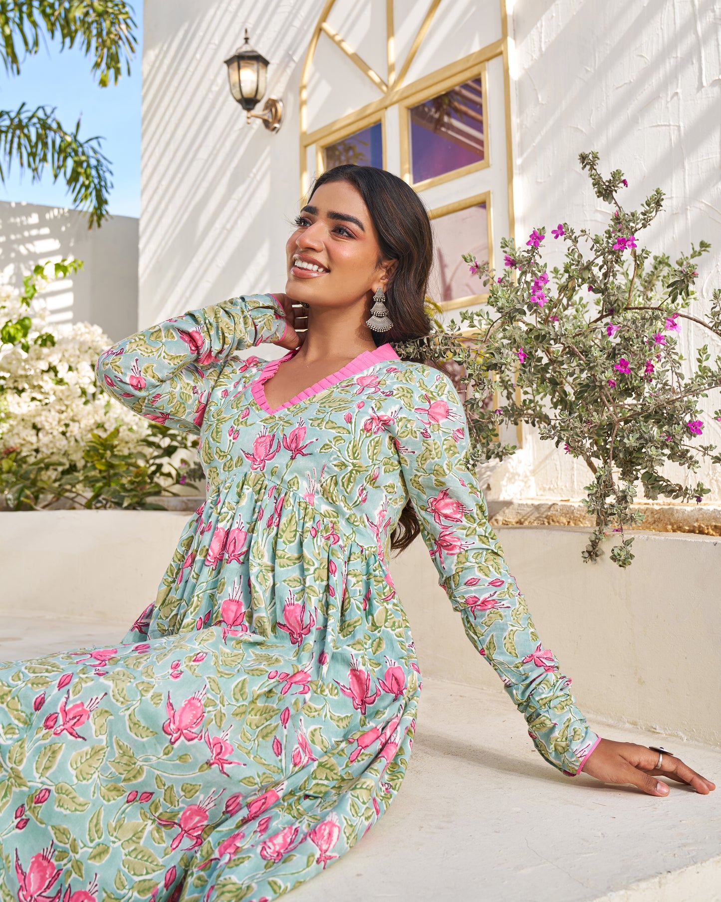 Casual Bloom Handblock Kurta Set