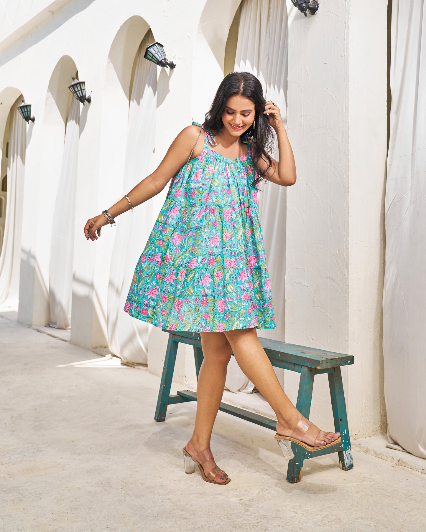 Vintage Handblock Tiered Dress