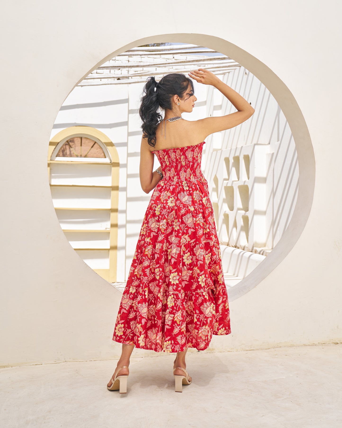 Boho Handblock Tiered Dress