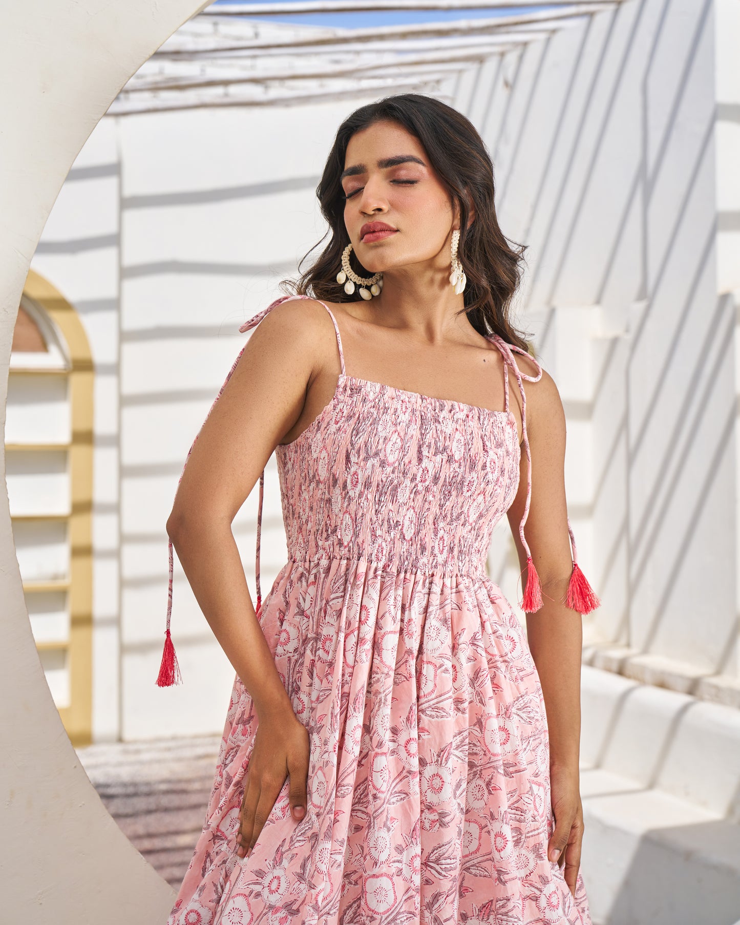 Serene Handblock Umbrella Dress