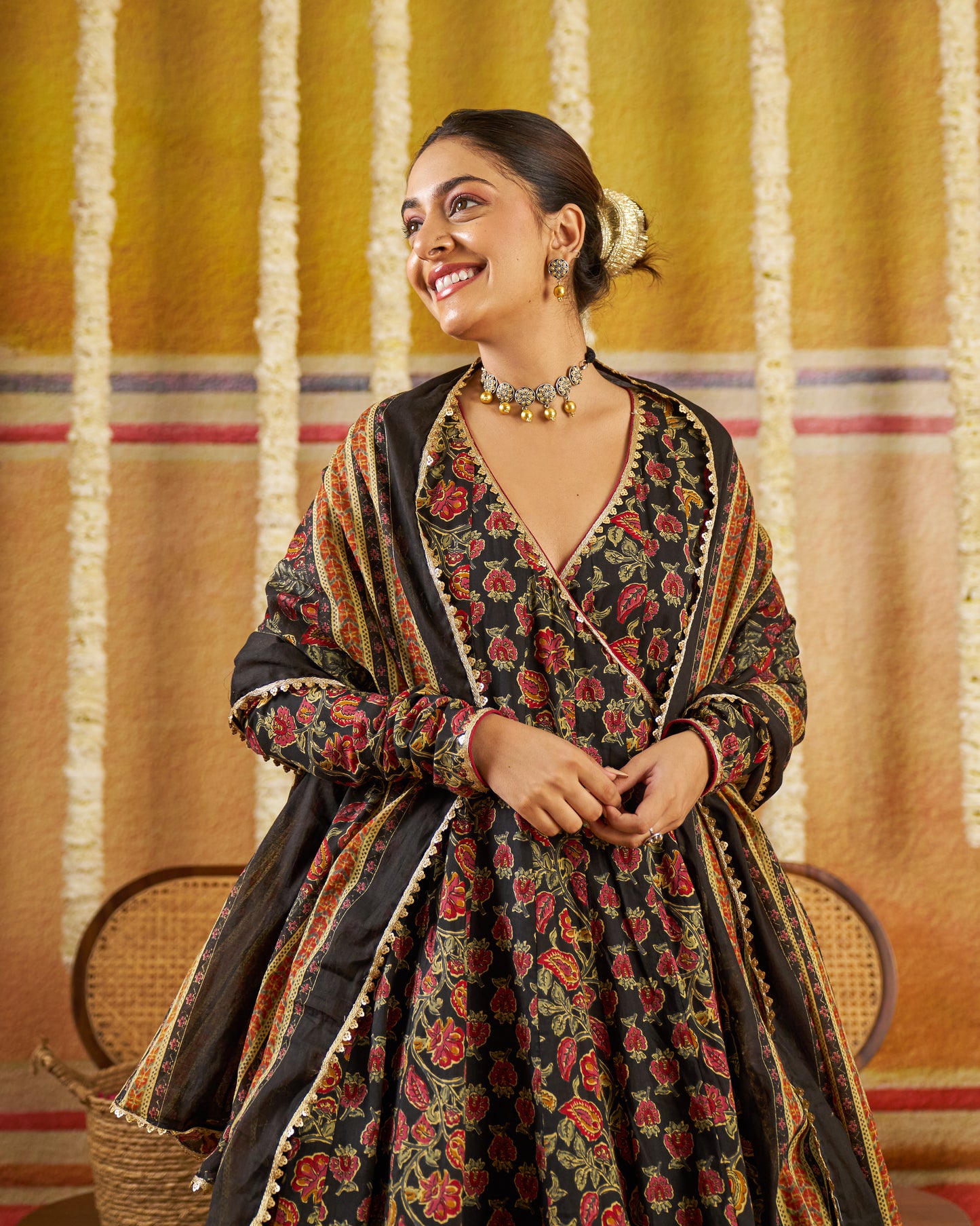 Nisbat Handblock Cotton Gotapatti Suit Set