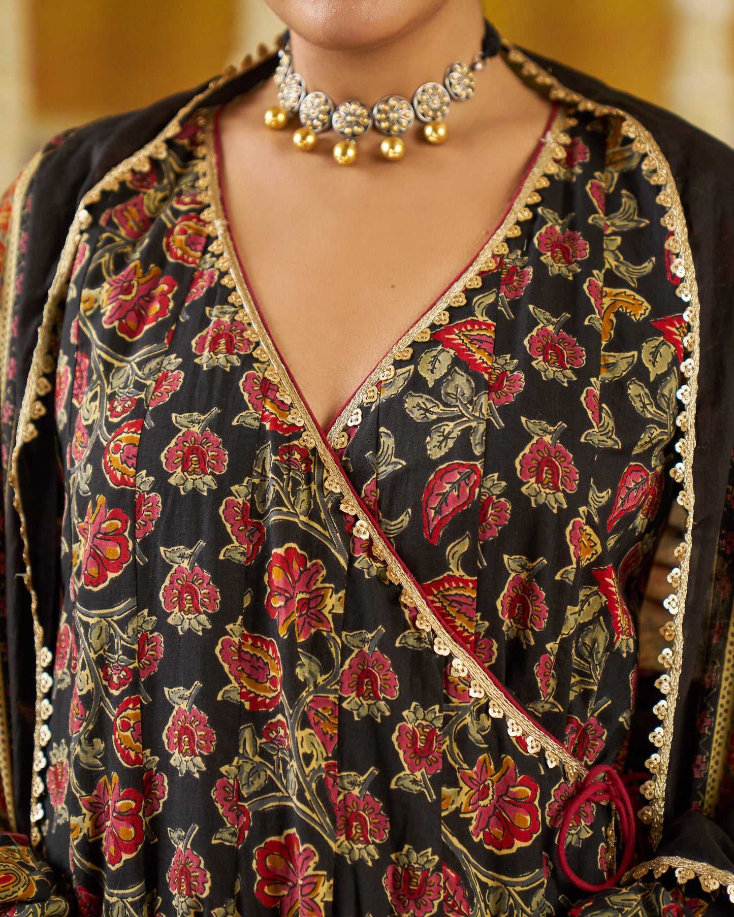 Nisbat Handblock Cotton Gotapatti Suit Set