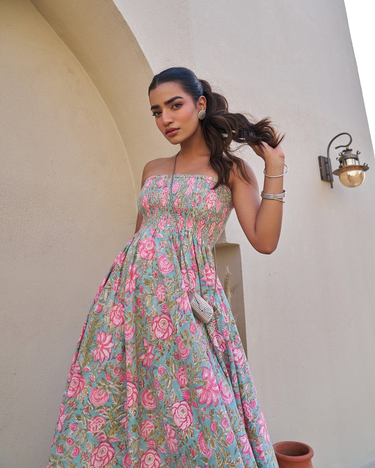 Ethereal Handblock Umbrella Dress