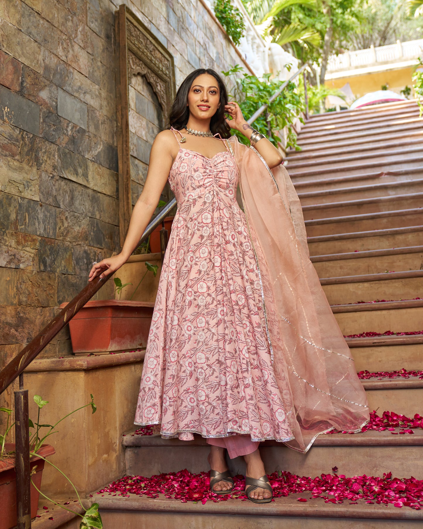 Aarzu Handblock Cotton Gotapatti Suit Set