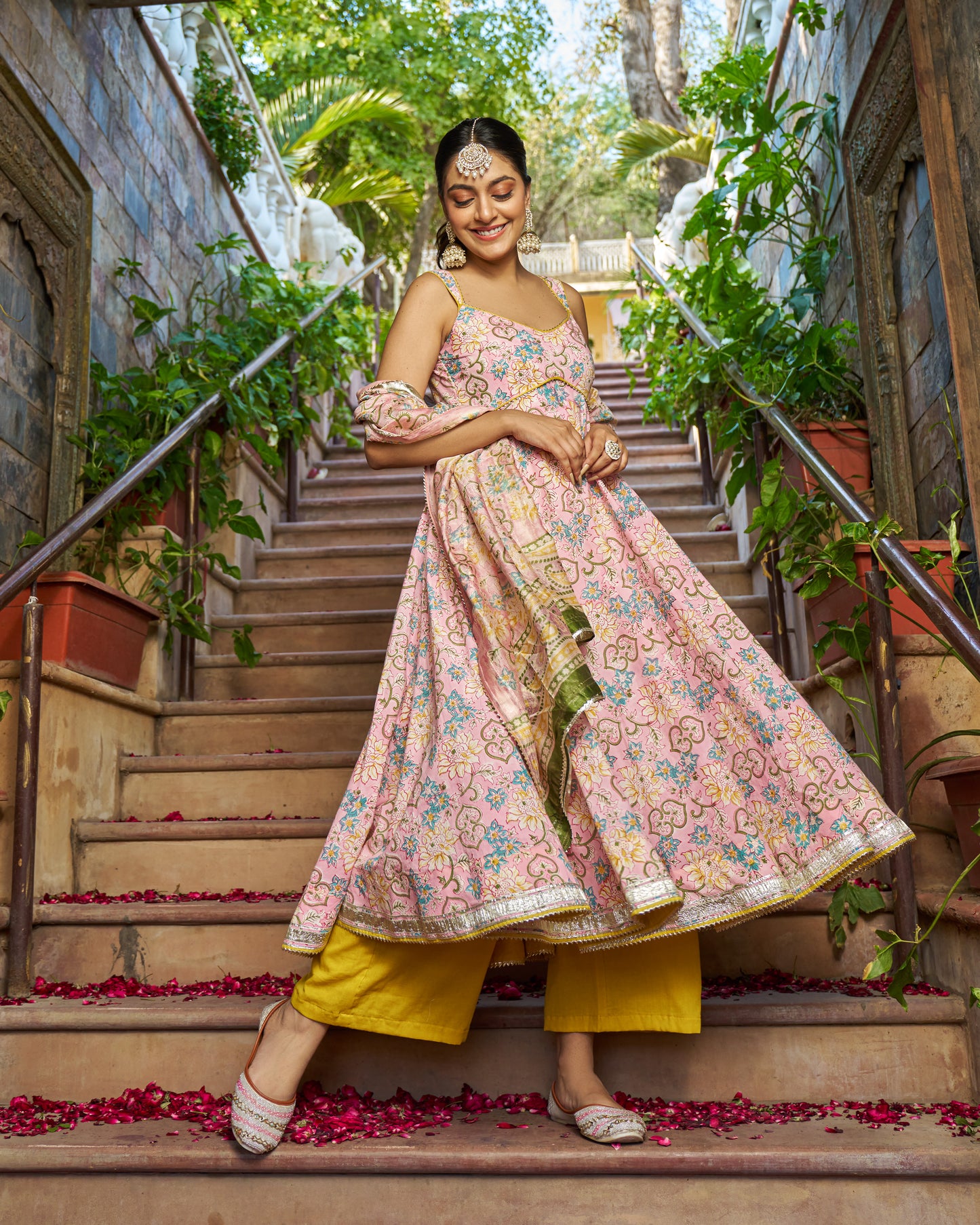 Saaz Handblock Cotton Gotapatti Suit Set
