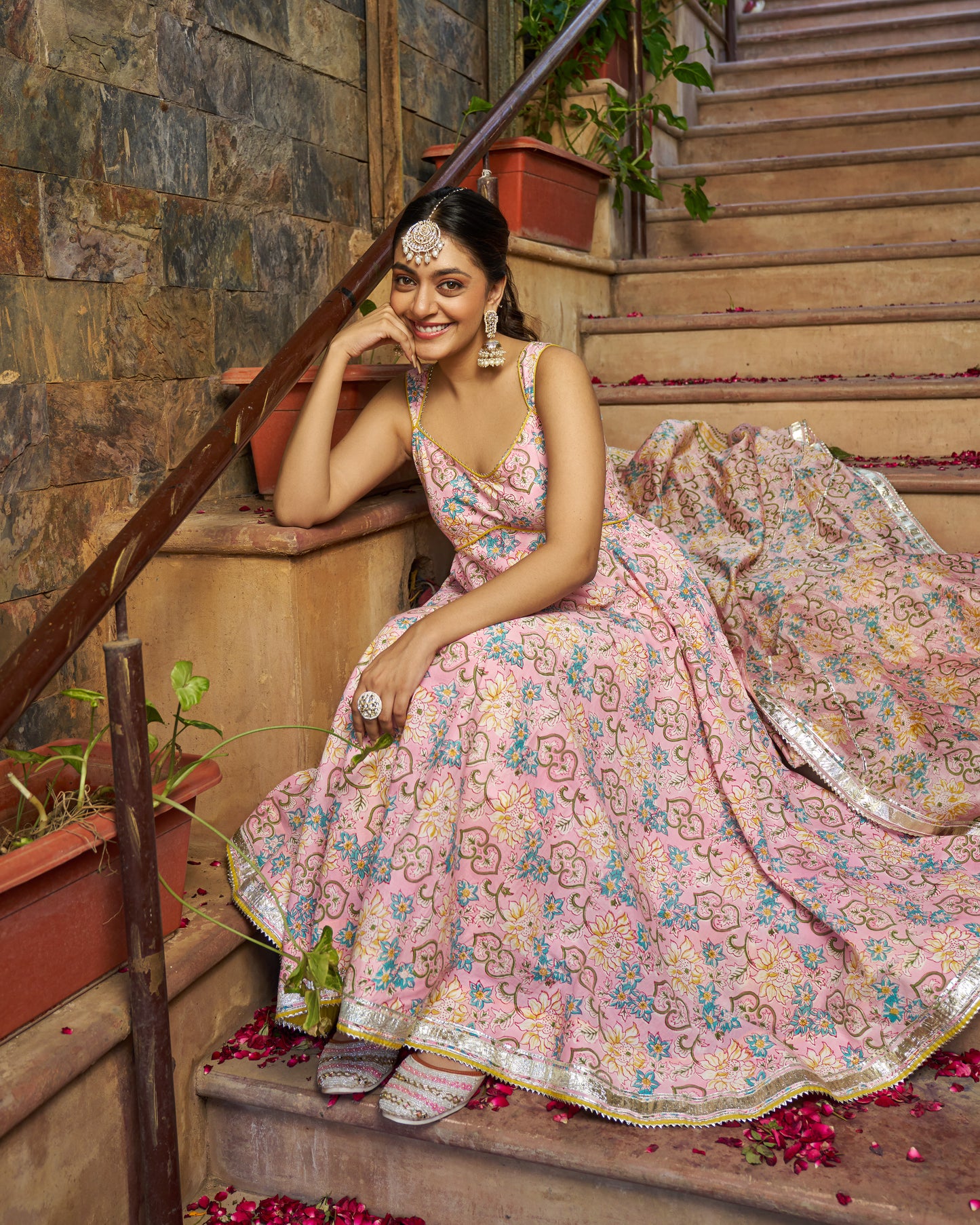 Saaz Handblock Cotton Gotapatti Suit Set