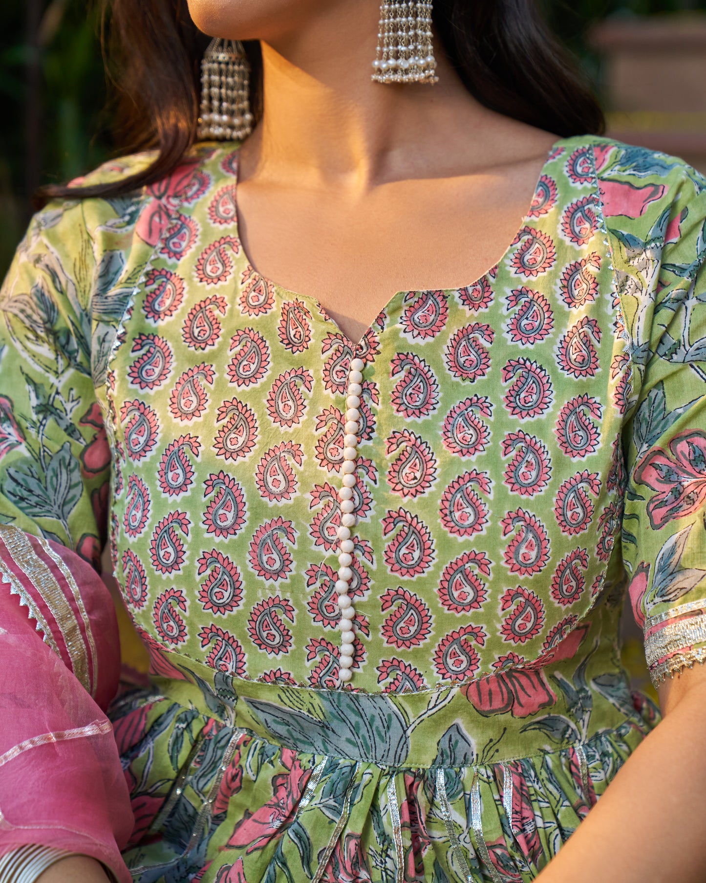 Tabeer Handblock Cotton Gotapatti Sharara Set