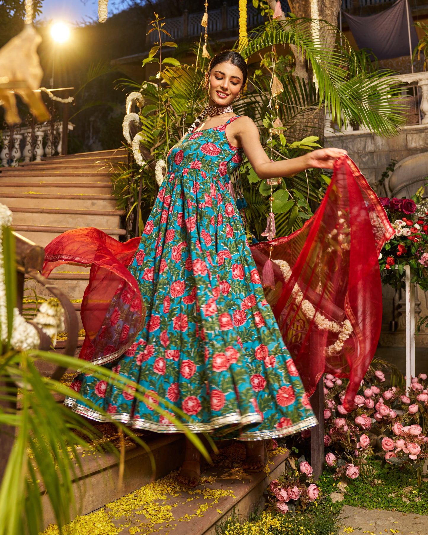 Abeer Handblock Cotton Gotapatti Suit Set