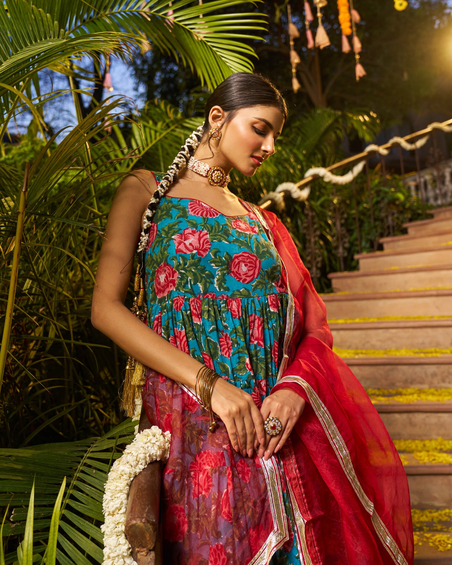 Abeer Handblock Cotton Gotapatti Suit Set
