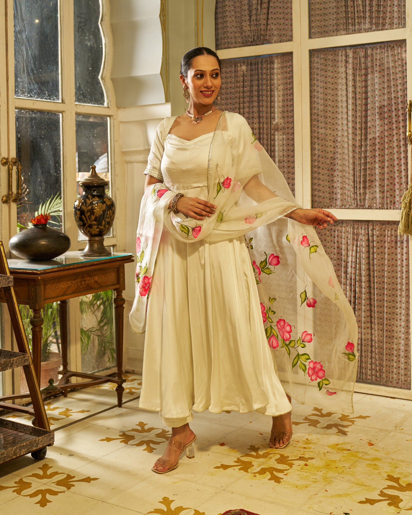 Ibtidaa Satin Handpainted Gotapatti Suit Set