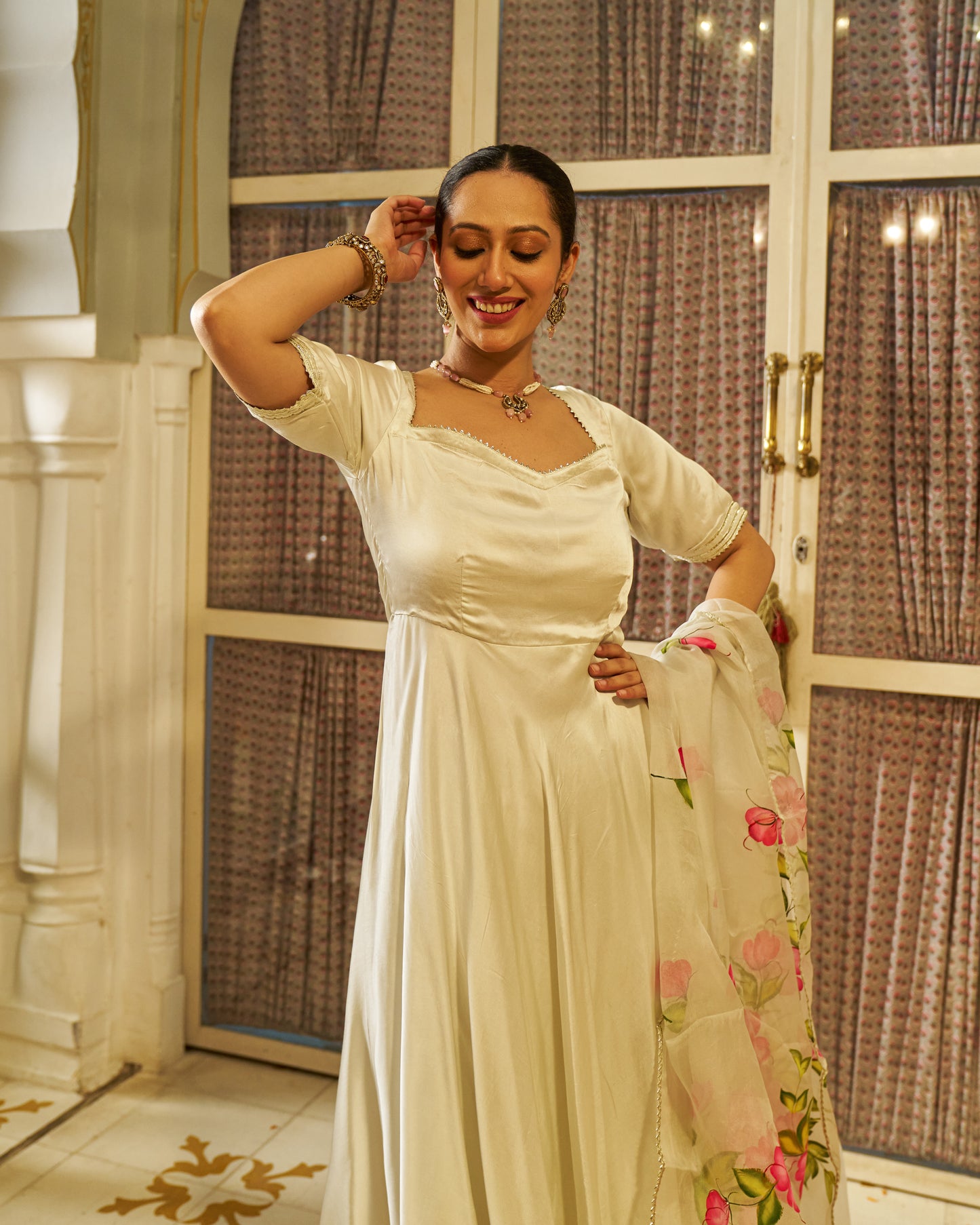 Ibtidaa Satin Handpainted Gotapatti Suit Set