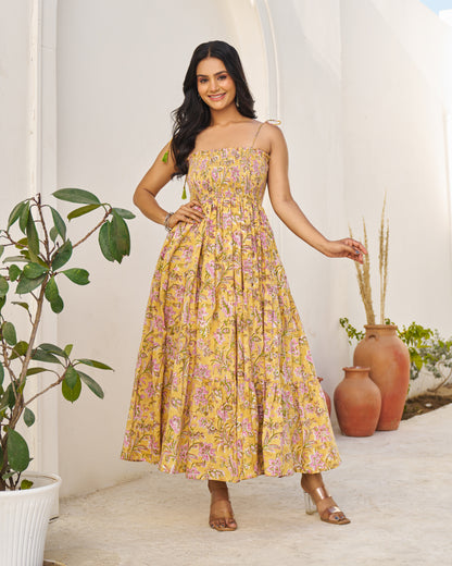Dreamy Handblock Tiered Dress