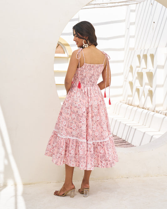 Serene Handblock Umbrella Dress