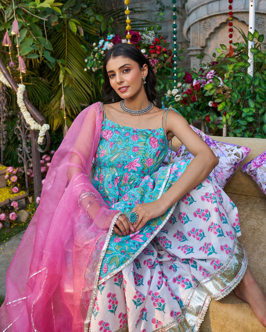 Naaz Handblock Cotton Gotapatti Sharara Set