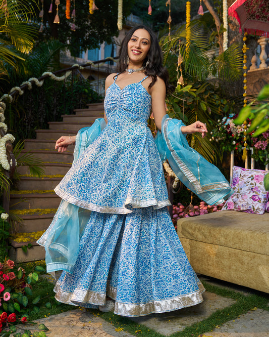 Afsana Handblock Cotton Gotapatti Sharara Set