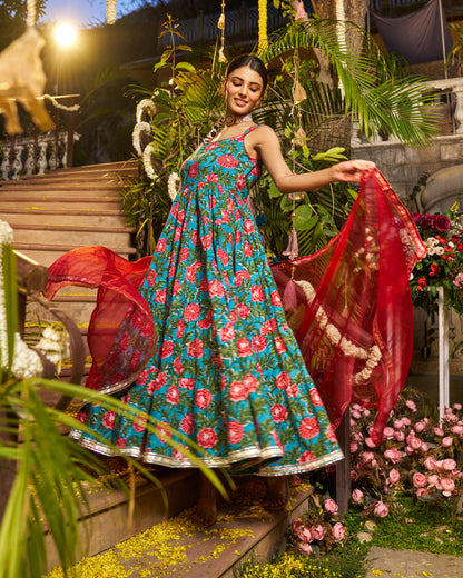 Abeer Handblock Cotton Gotapatti Suit Set