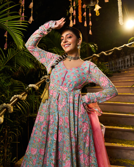 Sahil Handblock Cotton Gotapatti Suit Set
